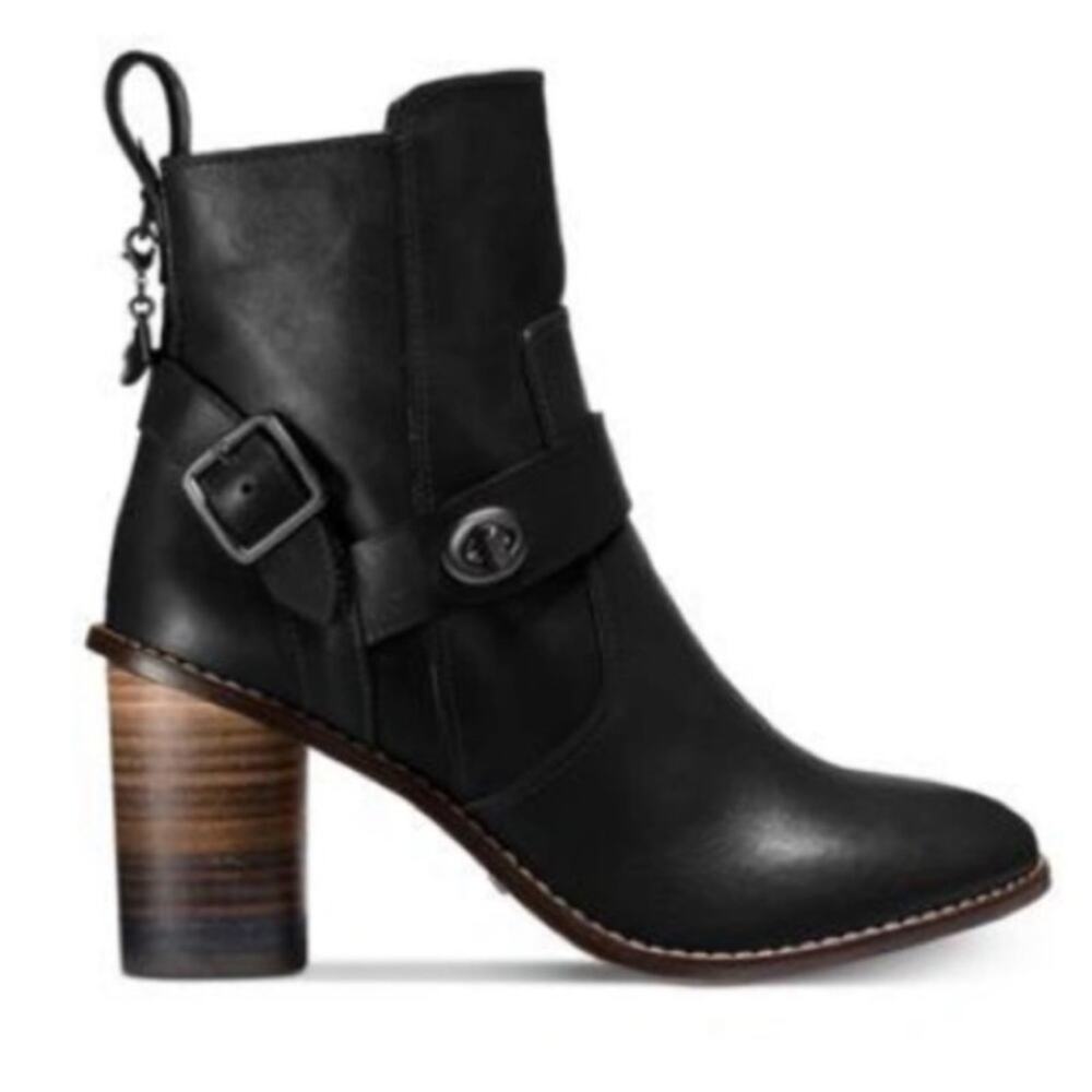 COACH Biker Moto Heel Black Bootie Boots